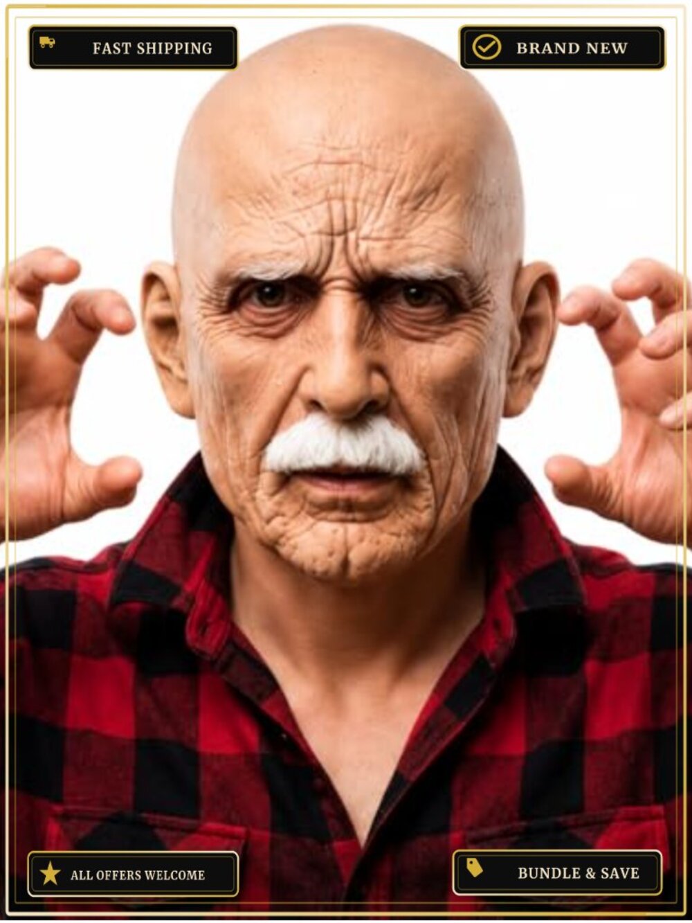 Realistic Old Man Latex Mask Adult Full Head Grandpa Costume